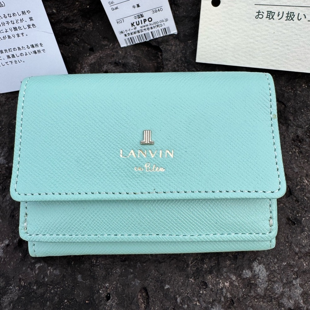 Lanvin en Bleu Mint Leather Compact Wallet w/Box Japan Exclusive Tags & Cards - Picture 7 of 11